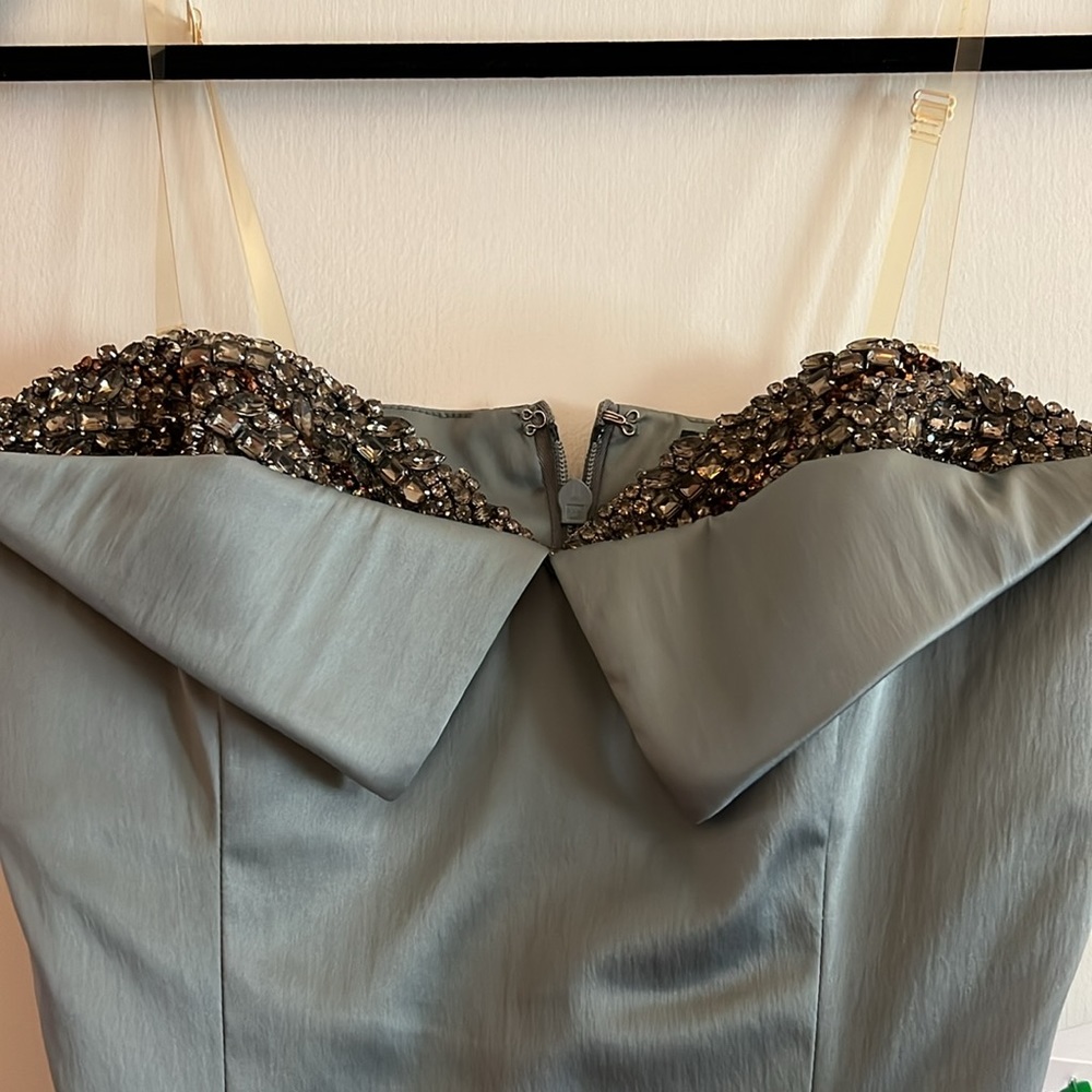 Strapless Beaded Collar Midi Dress — Slate Blue - Picture 2 of 8